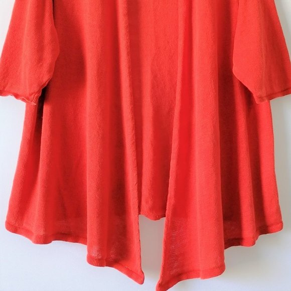 Eileen Fisher Womens Coral Red Open Front Cardigan Sweater Plus Size 1X Linen - Picture 4 of 7